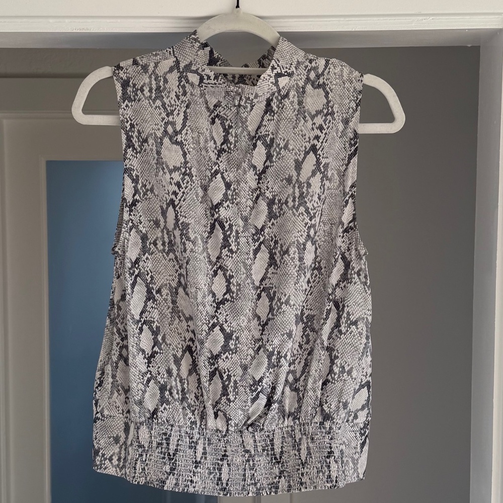 FRAME Sleevless Snakeskin Print Blouse